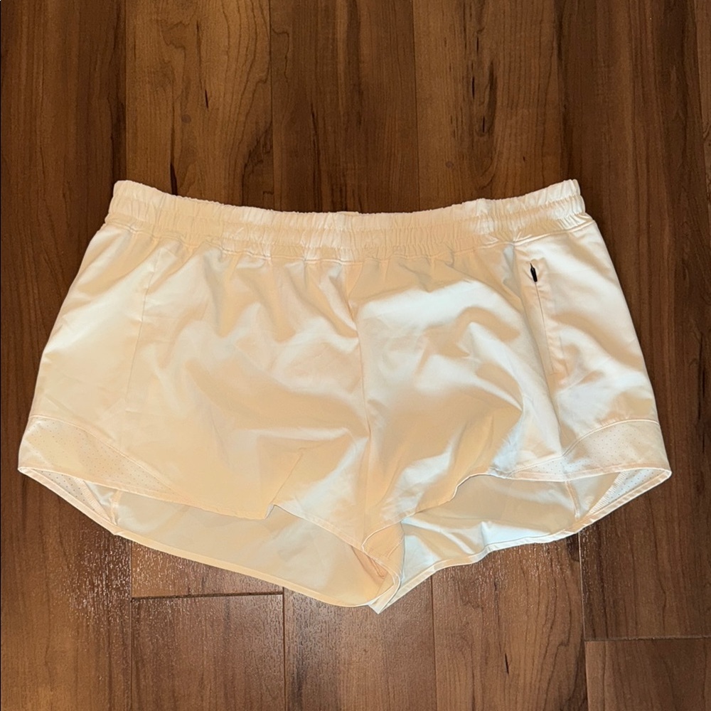 Cream Athletic Shorts with Moisture-Wicking Fabric